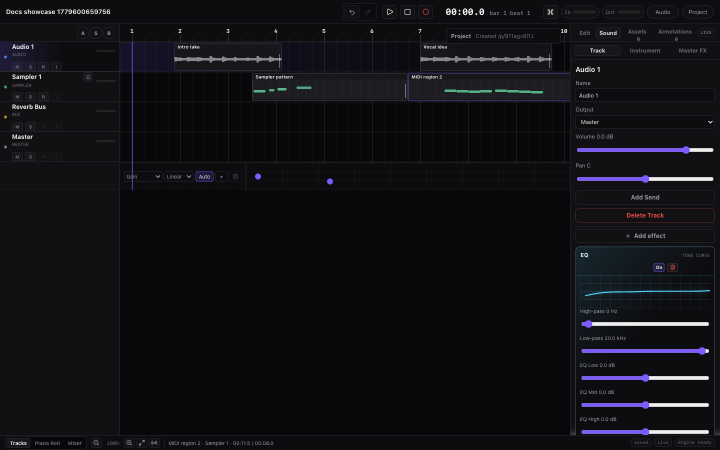 Miao Track Effects rack with EQ controls