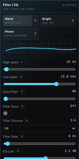 Miao Filter EQ and Auto-filter effect module