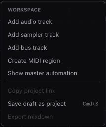 Miao workspace context menu